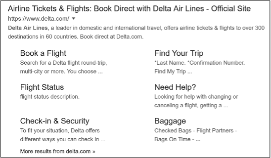 Delta Air Lines ad for booking flights