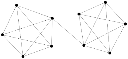 The same two 5-sided shapes but with one line connecting them together.