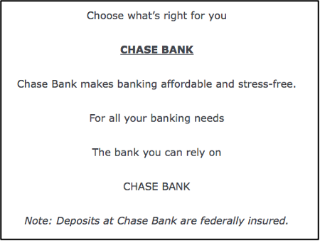 Chase Bank advertisement