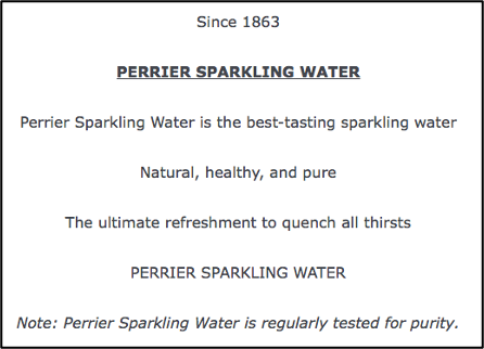 Perrier Sparkling Water advertisement