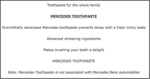 Mercedes Toothpaste Advertisement