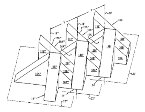 Building with a lot of 3-d triangle shapes