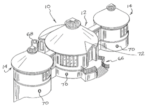 3 hut-like buildings connected to each other