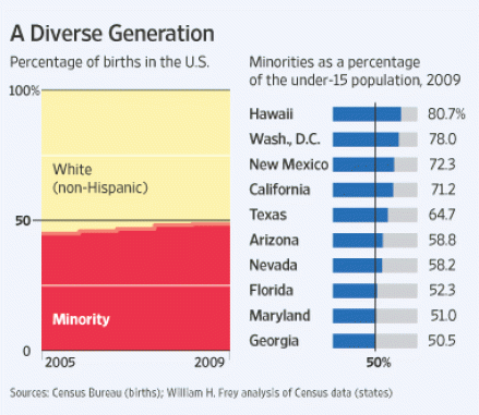 A Diverse Generation - percentage of births in the US